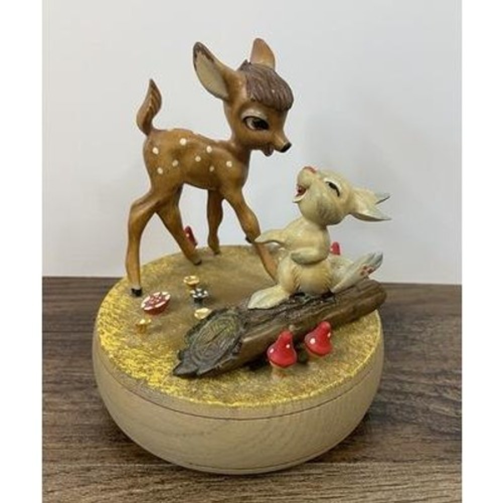 Anri Disney Bambi & Thumper Carved Wood Music Box Hi Lilli Hi Lo WORKS VIDEO